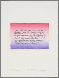 Drawing of black, handwritten text on a blue and pink gradient