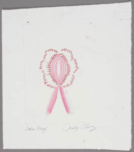 Print of a pink vulva framed with red petals