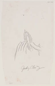 Black-and-white drawing of a hand and a penis-shaped tongue reaching toward a vulva