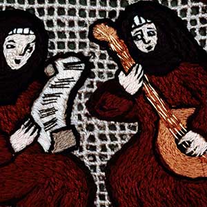 Drawing of Women playing music