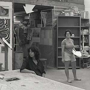 Judy Chicago and woman in studio